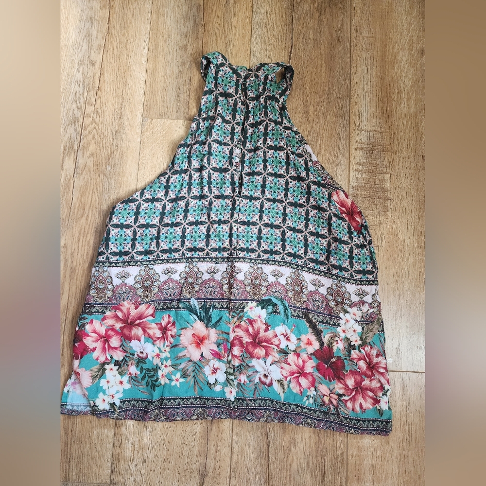 RARE Vintage 90s Farm Rio Brasil Tropical Batik Halter Top S Key Hole Floral - Picture 10 of 10